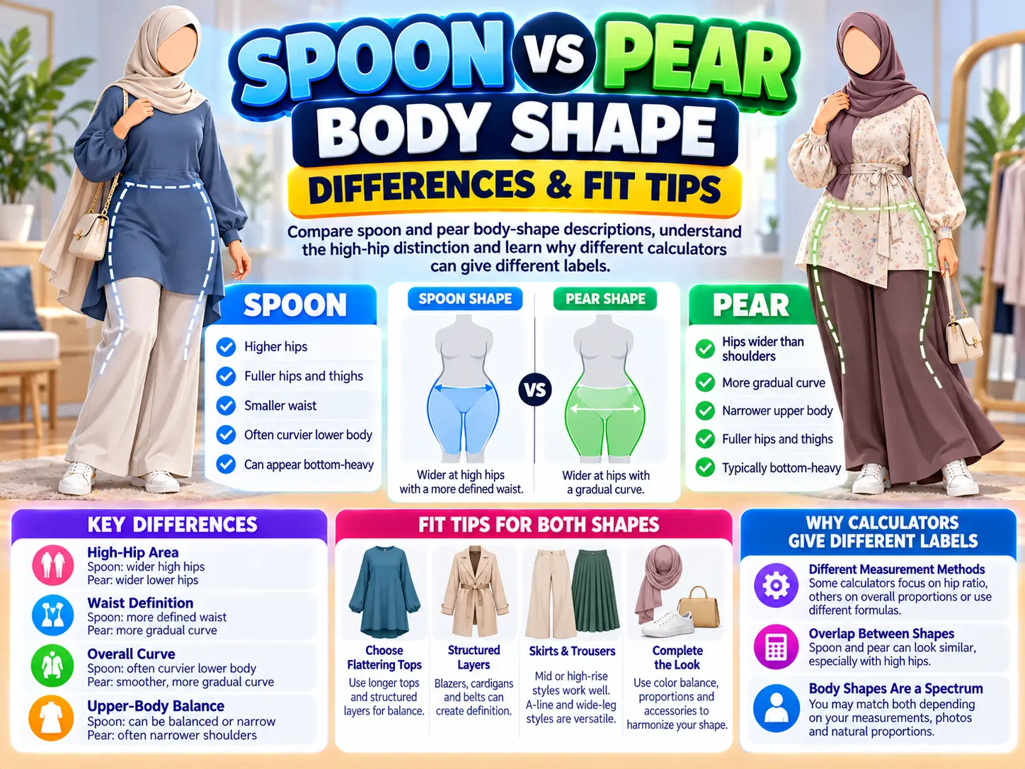 Spoon vs Pear Body Shape: Differences & Fit Tips